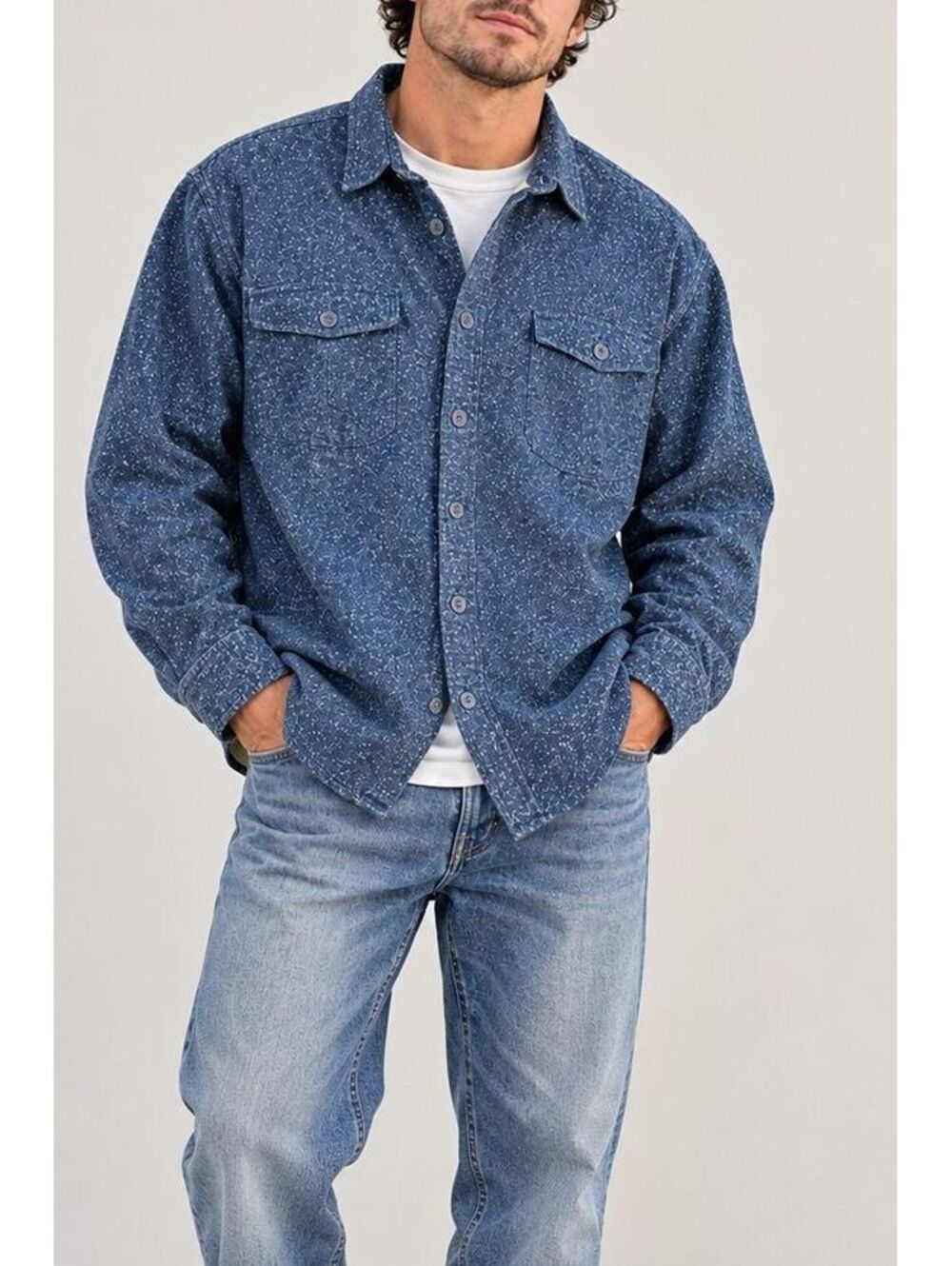Freedom Foundry Dry Goods Co XL Blue Speckled Heavyweight Flannel Workwear